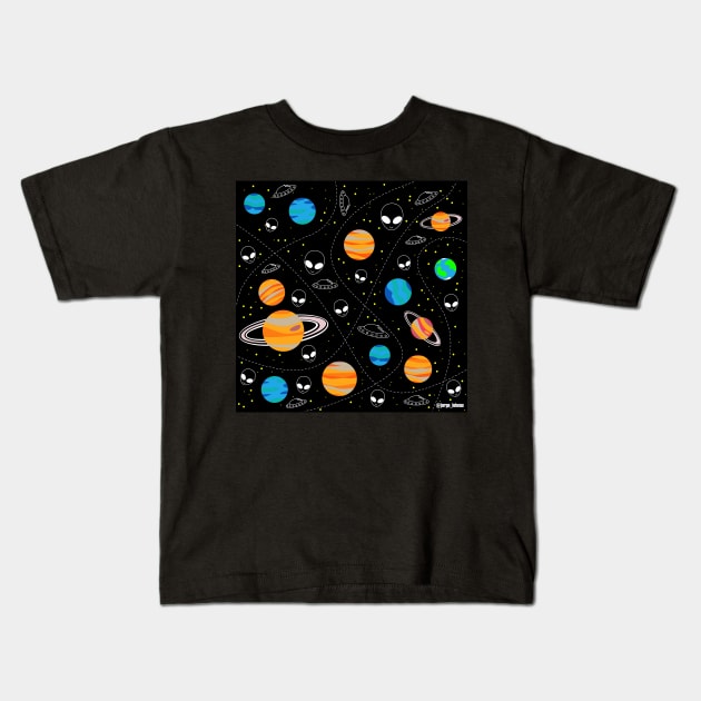 ufology alien pattern ecopop Kids T-Shirt by jorge_lebeau